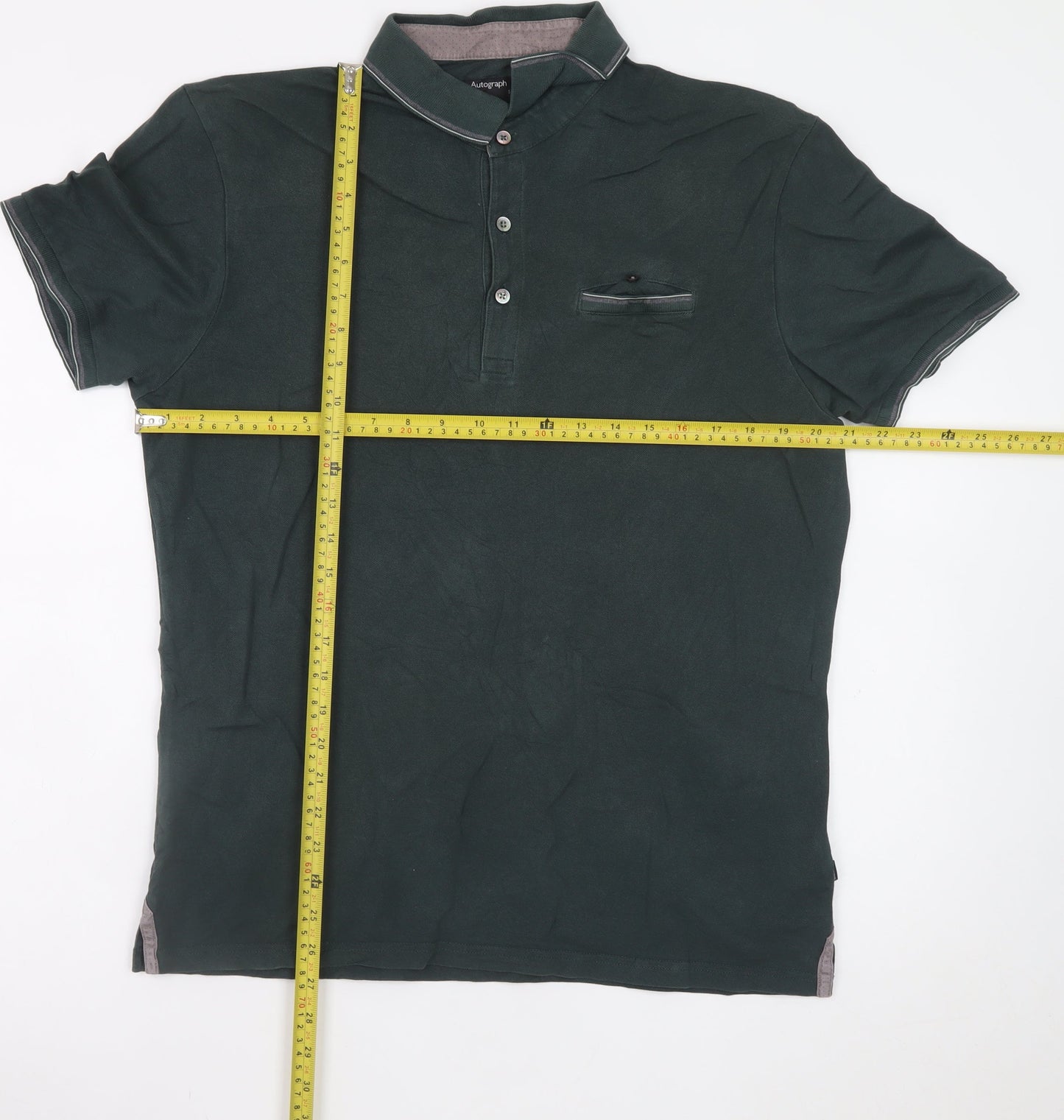 Marks and Spencer Men’s Green Cotton Short Sleeve Polo Shirt Size L