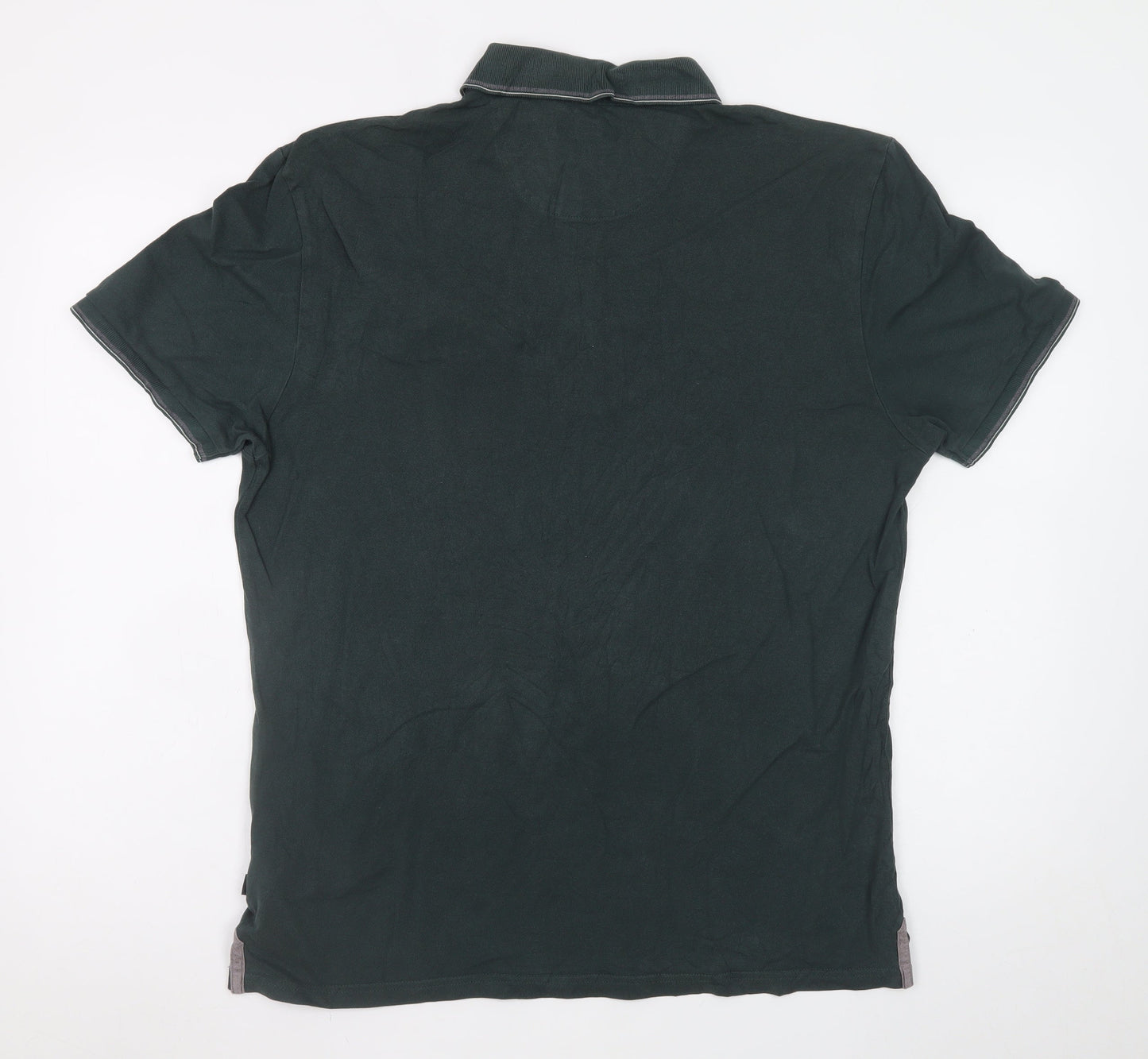 Marks and Spencer Men’s Green Cotton Short Sleeve Polo Shirt Size L