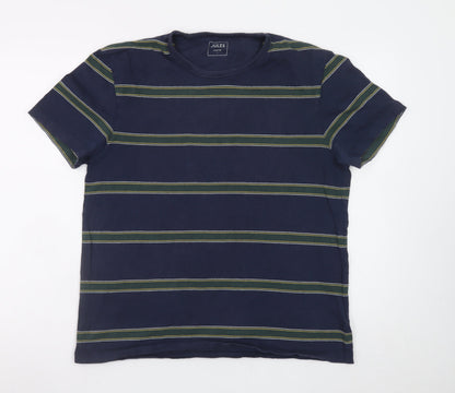 Jules Men's Navy Blue Striped Cotton Crew Neck T-Shirt Size L