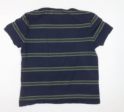 Jules Men's Navy Blue Striped Cotton Crew Neck T-Shirt Size L