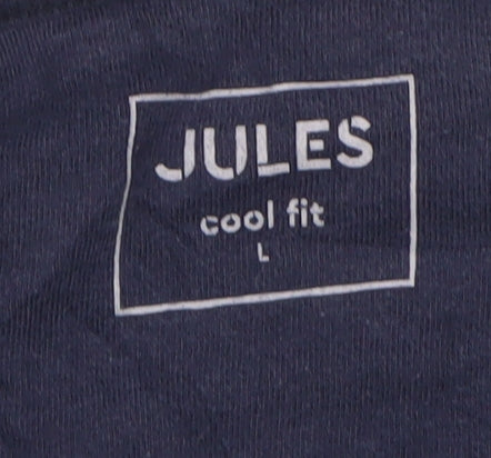 Jules Men's Navy Blue Striped Cotton Crew Neck T-Shirt Size L