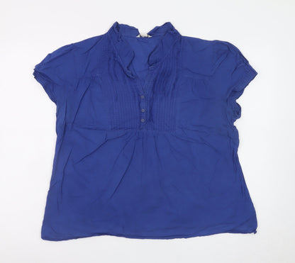 Monsoon Women's Blue Tunic Blouse Size 18 Short Sleeve V-Neck