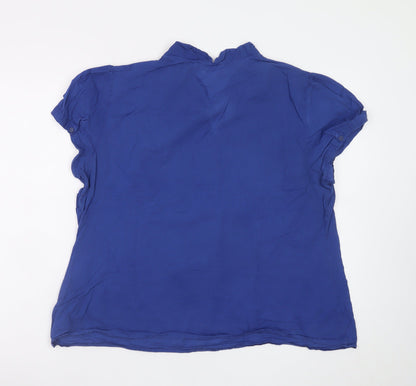 Monsoon Women's Blue Tunic Blouse Size 18 Short Sleeve V-Neck