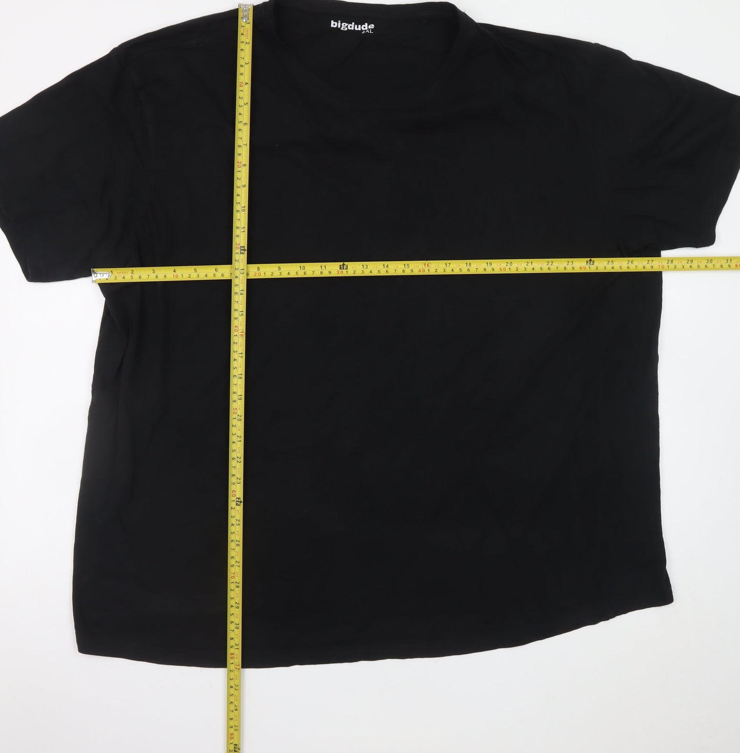 Bigdude Men’s Black 4XL Crew Neck Cotton Short Sleeve T-Shirt