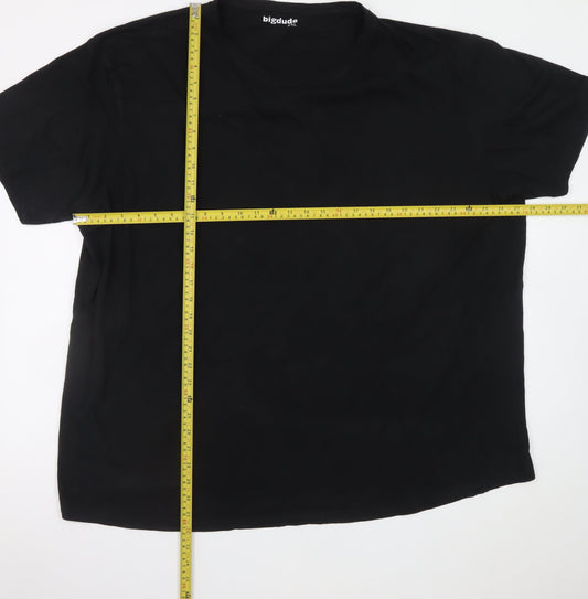 Bigdude Men’s Black 4XL Crew Neck Cotton Short Sleeve T-Shirt