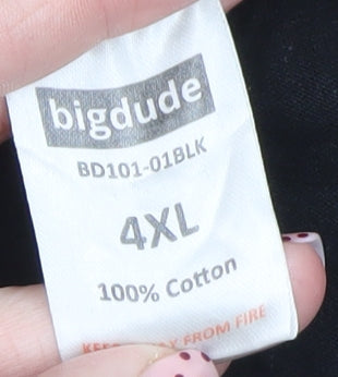 Bigdude Men’s Black 4XL Crew Neck Cotton Short Sleeve T-Shirt