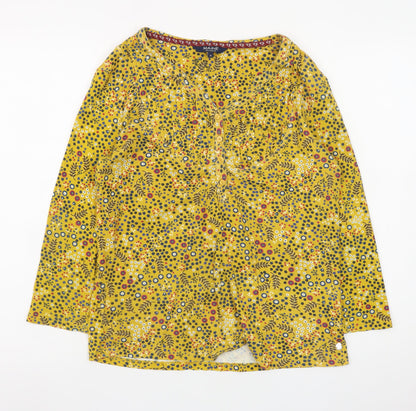 Maine New England Women's Yellow Floral Cotton Tunic Blouse Size 16