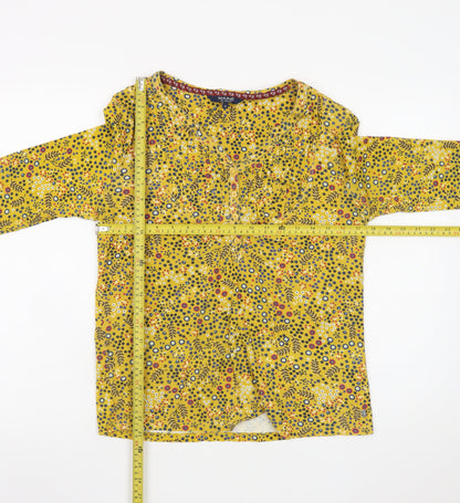 Maine New England Women's Yellow Floral Cotton Tunic Blouse Size 16