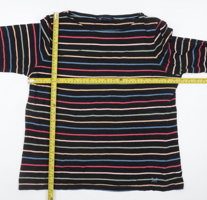 Crew Clothing Company Women's Multicoloured Striped 3/4 Sleeve Cotton T-Shirt Size 14