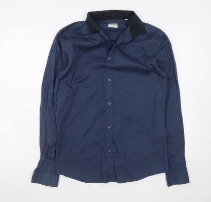 Jack & Jones Men’s Blue Slim Fit Long Sleeve Button-Up Shirt Size M