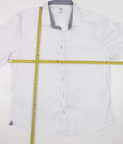 White Label Men's White Tapered Formal Dress Shirt 18.5/47 Long Sleeve