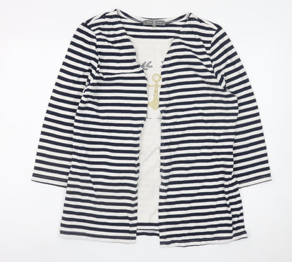 Jessica Graaf Women’s Blue Striped 3/4 Sleeve Nautical T-Shirt L