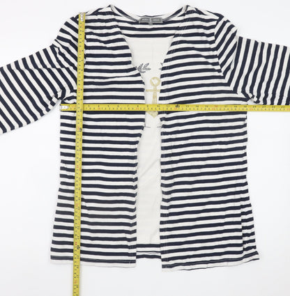 Jessica Graaf Women’s Blue Striped 3/4 Sleeve Nautical T-Shirt L