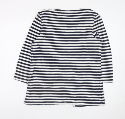 Jessica Graaf Women’s Blue Striped 3/4 Sleeve Nautical T-Shirt L