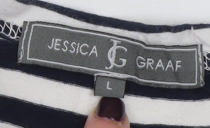 Jessica Graaf Women’s Blue Striped 3/4 Sleeve Nautical T-Shirt L
