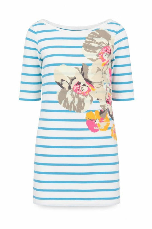 Front view of French Connection Women’s Multicoloured Cotton Striped Shift Dress, size UK 10