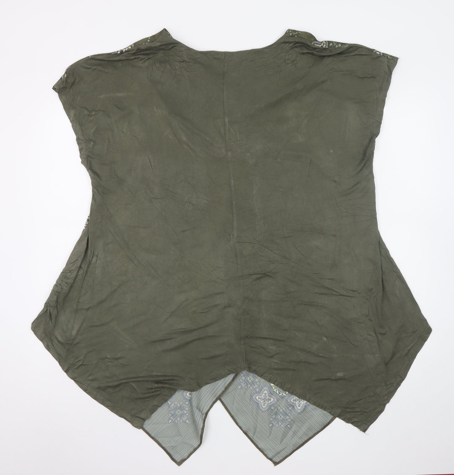 Roman Women’s Green Paisley V-Neck Sleeveless Tunic Blouse XL