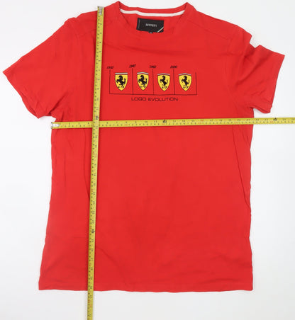 Ferrari Men’s Red Cotton Logo Evolution Graphic T-Shirt XL