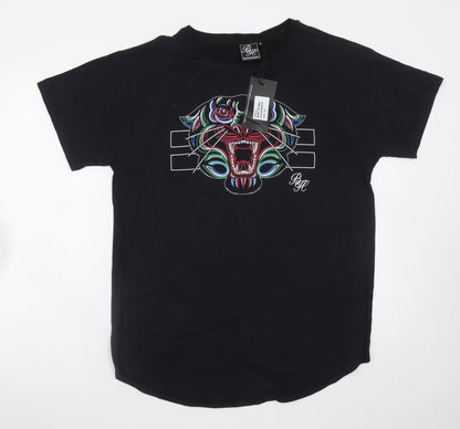 Beck & Hersey Men's Black XL Cotton Graphic Tiger T-Shirt