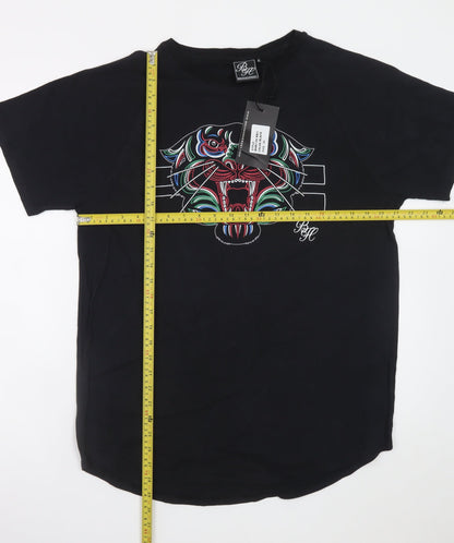 Beck & Hersey Men's Black XL Cotton Graphic Tiger T-Shirt