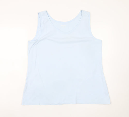 Lands' End Women's Blue Sleeveless Basic Tank Top XL Cotton Jersey
