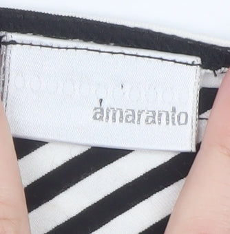 Amaranto Women’s Black Striped Sleeveless Camisole Top Size 16