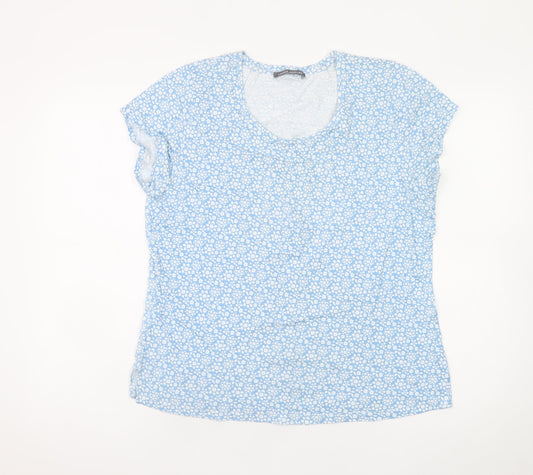 Laura Ashley Women's Blue Floral Cotton T-Shirt UK 16