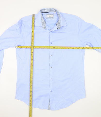 White Label Men's Blue Slim Fit Long Sleeve Formal Shirt 16.5in