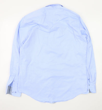 White Label Men's Blue Slim Fit Long Sleeve Formal Shirt 16.5in