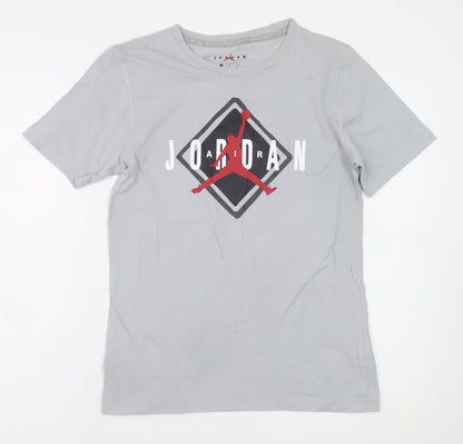 Jordan Boys Grey 12-13 Years Sports Graphic Cotton T-Shirt