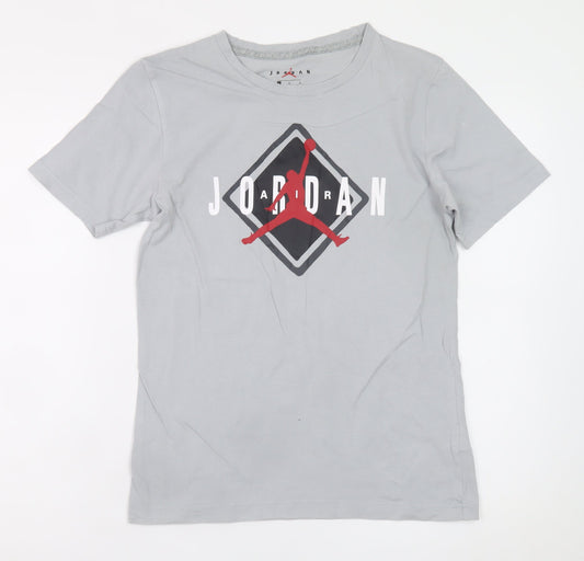 Jordan Boys Grey 12-13 Years Sports Graphic Cotton T-Shirt