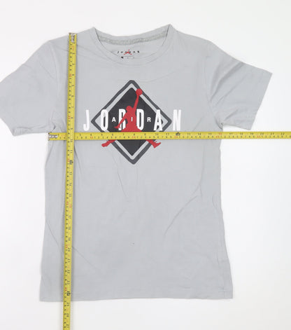 Jordan Boys Grey 12-13 Years Sports Graphic Cotton T-Shirt
