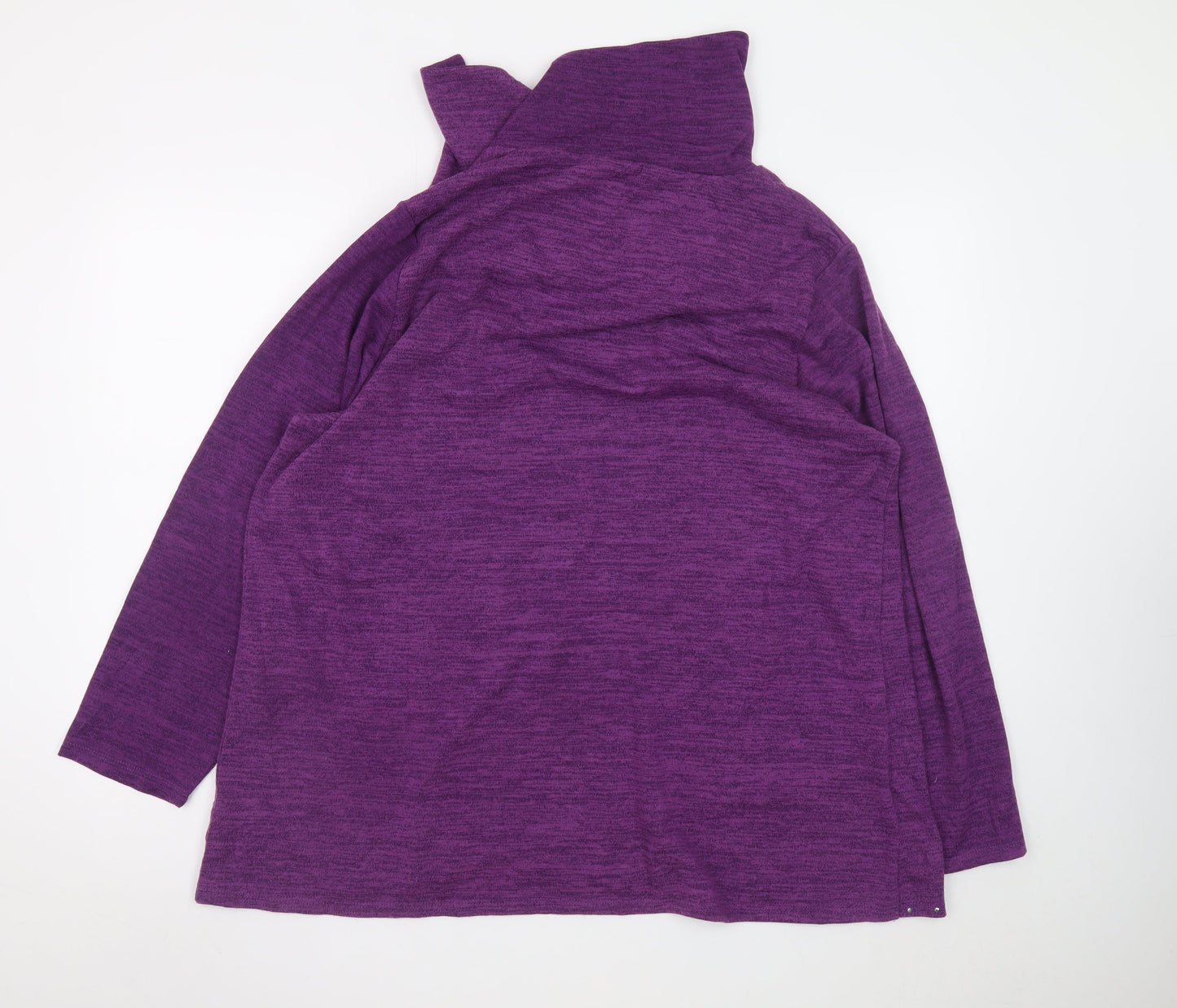 TIGI Womens Purple 22/24 Pullover Tunic Sweatshirt Studded Cowl Neck