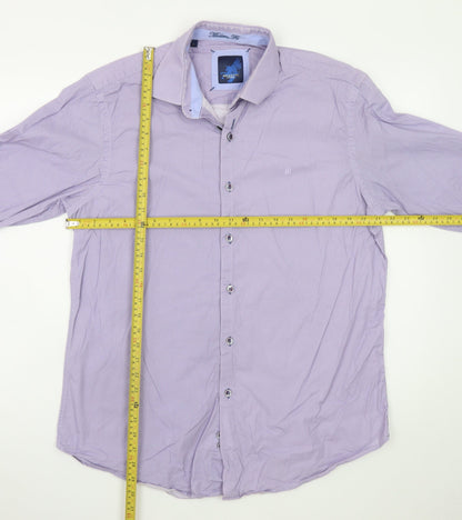 Benetti Luxury Men's Lilac Long Sleeve Classic Fit Dress Shirt Size L