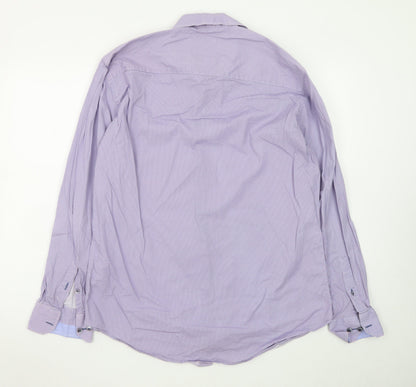 Benetti Luxury Men's Lilac Long Sleeve Classic Fit Dress Shirt Size L