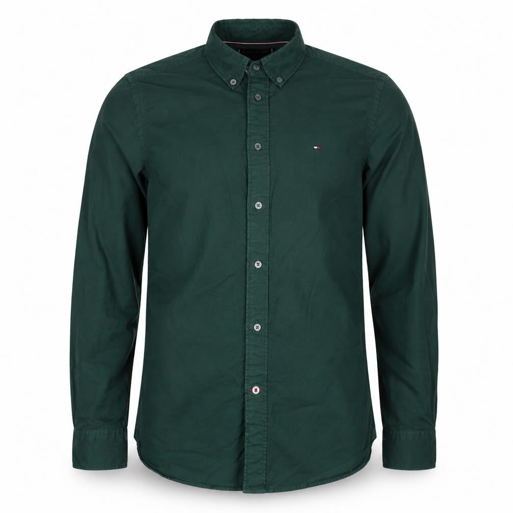 Tommy Hilfiger Men's Green Cotton Button-Up Shirt Size S Regular Fit