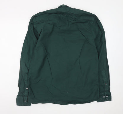 Tommy Hilfiger Men's Green Cotton Button-Up Shirt Size S Regular Fit