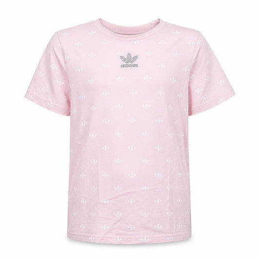 Front view of Adidas girls’ pink logo t-shirt 11-12 years cotton short sleeve casual top