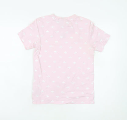Adidas Girls Pink Logo T-Shirt 11-12 Years Cotton Short Sleeve Casual Top