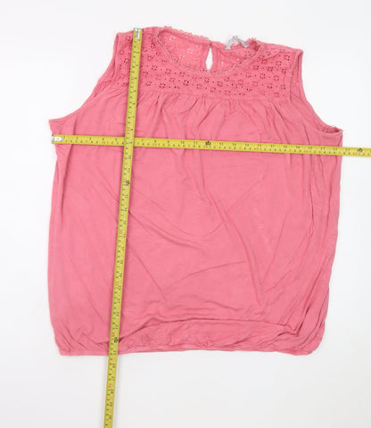 Red Herring Womens Pink Cotton Sleeveless Tunic Blouse Size 20
