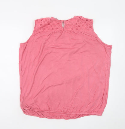 Red Herring Womens Pink Cotton Sleeveless Tunic Blouse Size 20