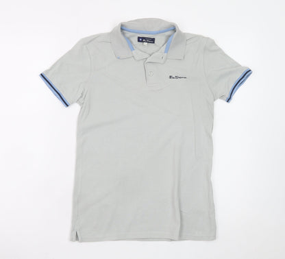 Ben Sherman Boys Grey Cotton Polo Shirt 12-13 Years Short Sleeve Logo