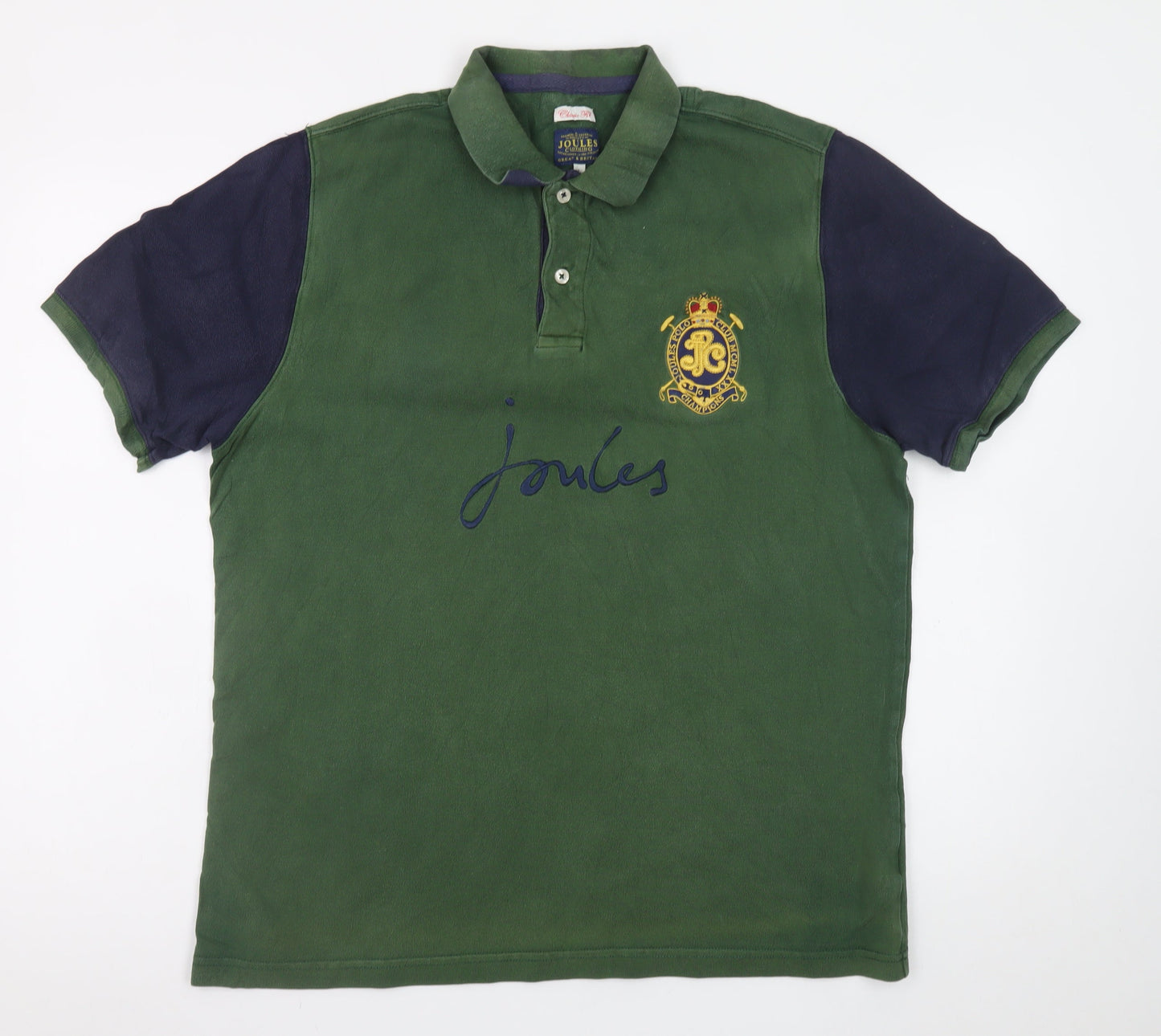 Joules Men's Green Polo Shirt Medium Classic Fit Embroidered Crest