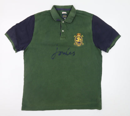 Joules Men's Green Polo Shirt Medium Classic Fit Embroidered Crest