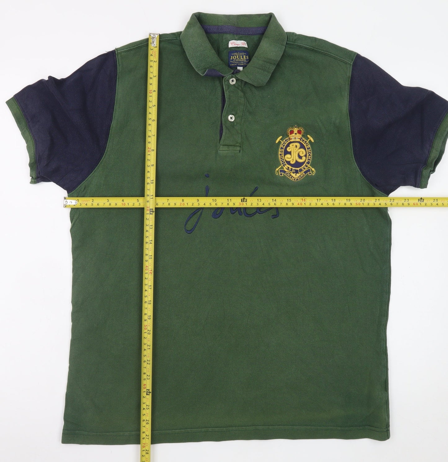 Joules Men's Green Polo Shirt Medium Classic Fit Embroidered Crest
