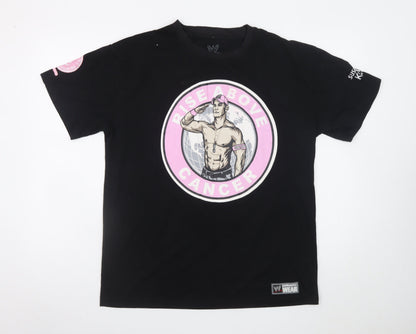 WWE Men's Black John Cena Rise Above Cancer Graphic T-Shirt Size L