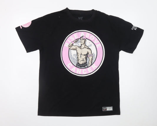 WWE Men's Black John Cena Rise Above Cancer Graphic T-Shirt Size L