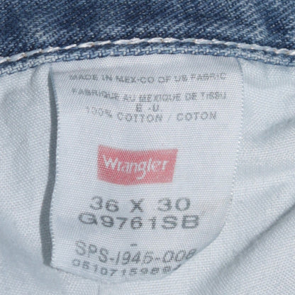 Wrangler Men Blue 36x30 Regular Fit Straight Denim Jeans