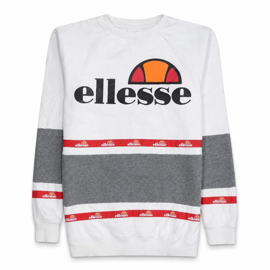 Front view of Ellesse women’s white grey logo pullover sweatshirt uk 4