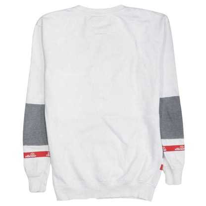 Ellesse Womens White Grey Logo Pullover Sweatshirt UK 4